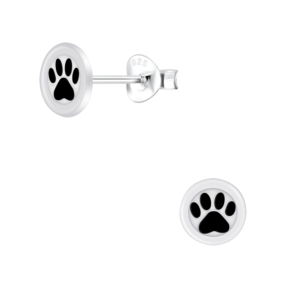 Wholesale Silver Paw Print Stud Earrings