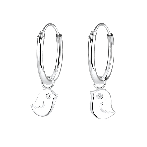 Wholesale Silver Bird Charm Hoop Earrings
