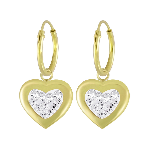 Wholesale Silver Heart Crystal Charm Hoop Earrings