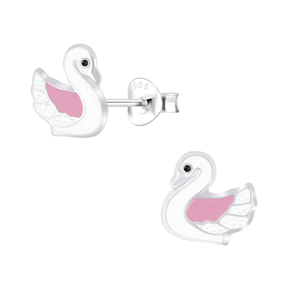 Wholesale Silver Swan Stud Earrings