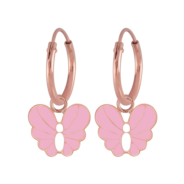 Wholesale Silver Butterfly Charm Hoop Earrings