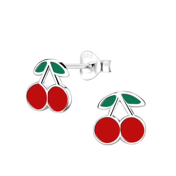 Wholesale Silver Cherry Stud Earrings