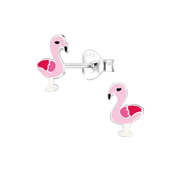 Wholesale Silver Flamingo Stud Earrings