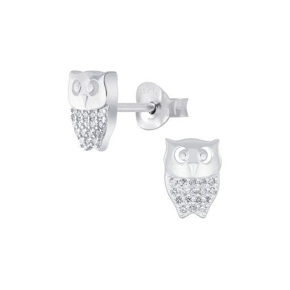 Wholesale Silver Owl Stud Earrings