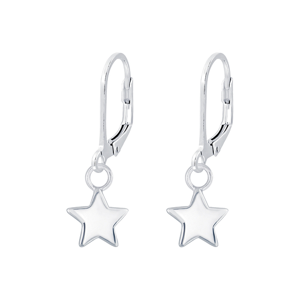 Wholesale Silver Star Lever Back Earrings