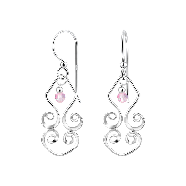 Wholesale Silver Spiral Earrings with Crystals Bead