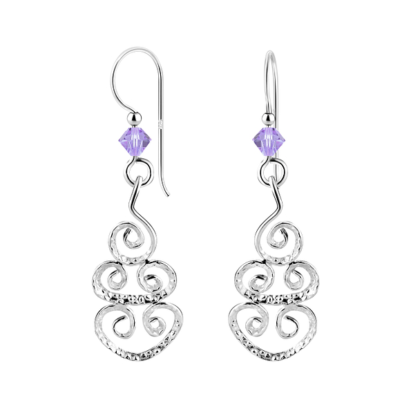 Wholesale Silver Spiral Earrings with Crystals Bead