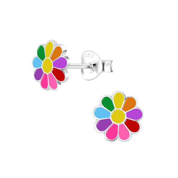 Wholesale Silver Daisy Flower Stud Earrings