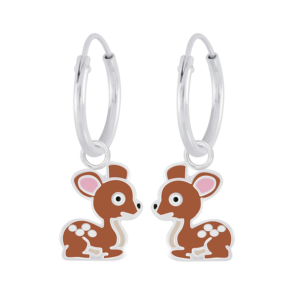 Wholesale Silver Deer Charm Hoop Earrings