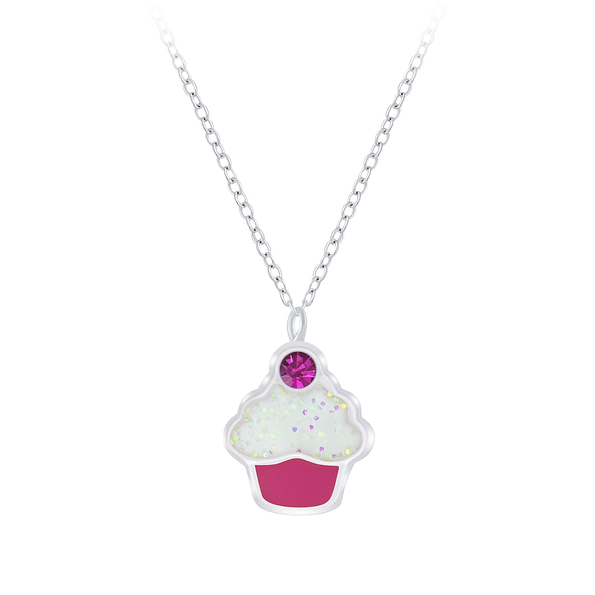 Wholesale Silver Cupcake Necklace