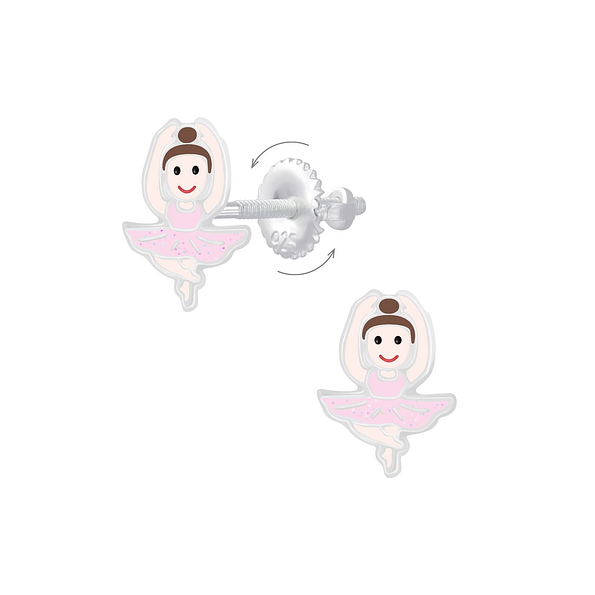 Wholesale Silver Ballerina Screw Back Earrings