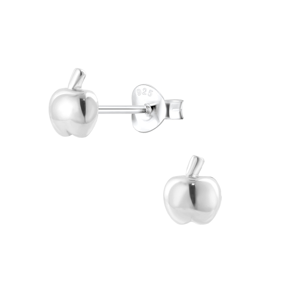 Wholesale Silver Apple Stud Earrings