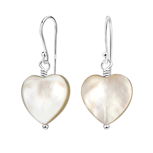 Wholesale Silver Handmade Heart Shell Earrings