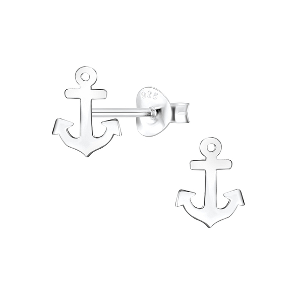 Wholesale Silver Anchor Stud Earrings