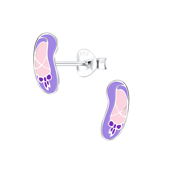 Wholesale Silver Ballerina Shoe Stud Earrings