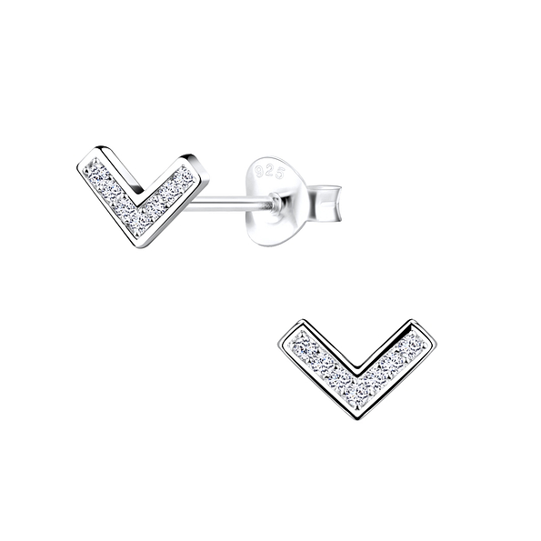 Wholesale Silver Chevron Stud Earrings