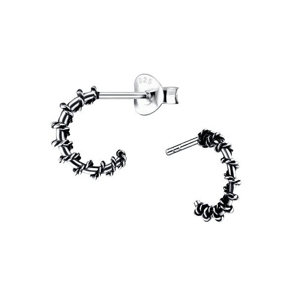 Wholesale Silver Twisted Half Hoop Stud Earrings