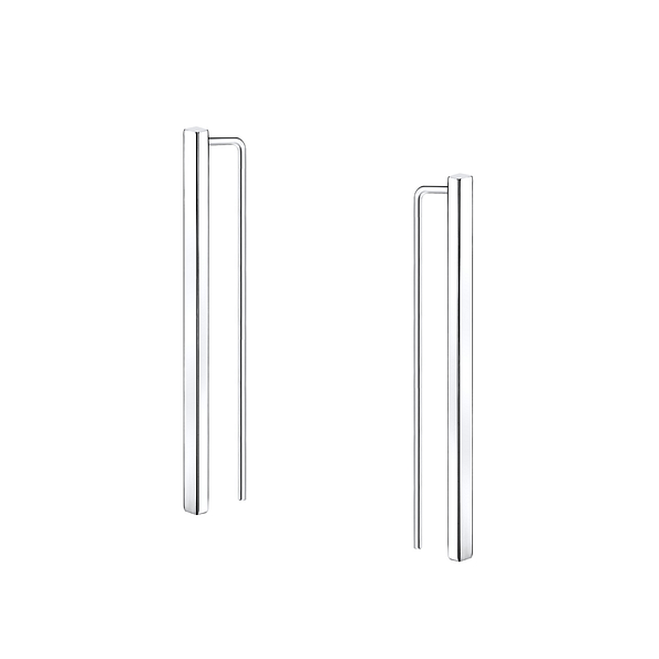 Wholesale Silver Bar Thread Through Earrings