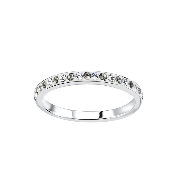 Wholesale 2mm Band Crystal Silver Ring
