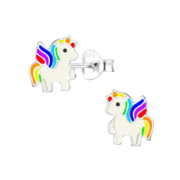 Wholesale Silver Unicorn Stud Earrings