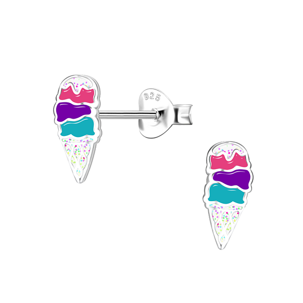 Wholesale Silver Ice Cream Stud Earrings