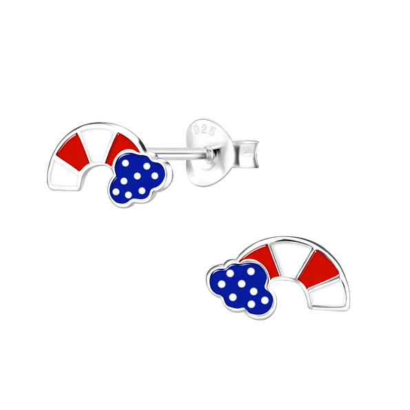 Wholesale Silver USA Rainbow Stud Earrings