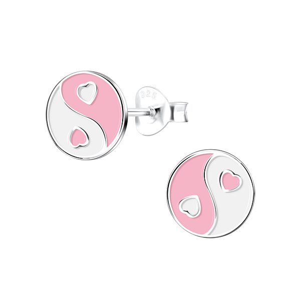 Wholesale Silver Yinyang Stud Earrings
