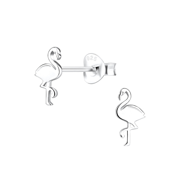 Wholesale Silver Flamingo Stud Earrings