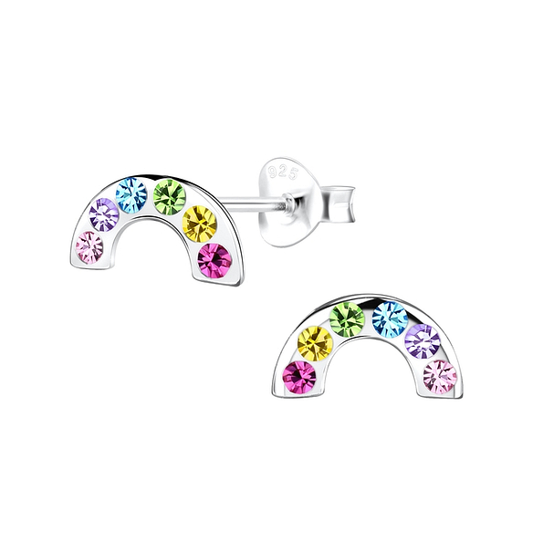 Wholesale Silver Rainbow Stud Earrings