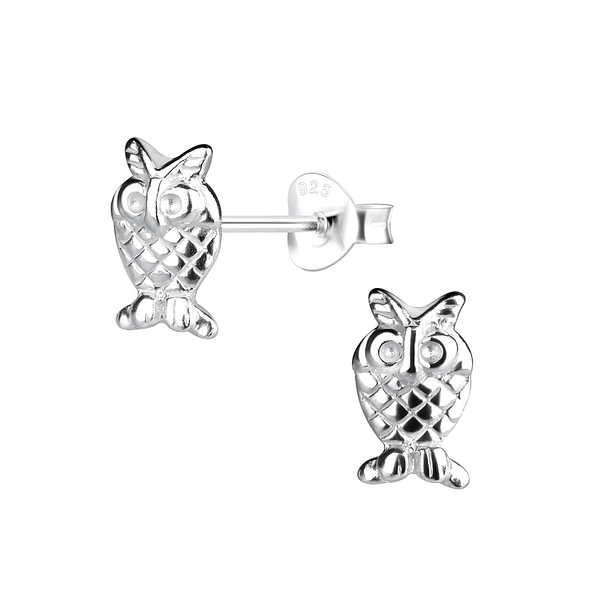 Wholesale Silver Owl Stud Earrings