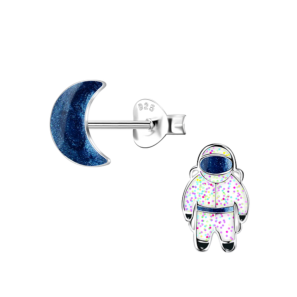 Wholesale Silver Space Stud Earrings