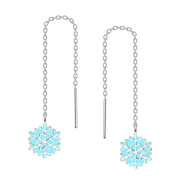 Wholesale Silver Thread Through Snowflake Earrings