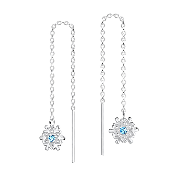 Wholesale Silver Thread Through Snowflake Earrings