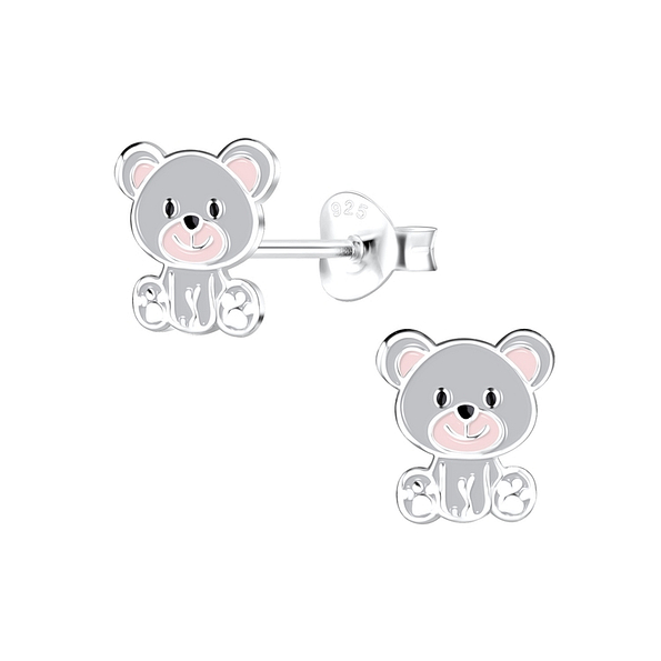 Wholesale Silver Bear Stud Earrings