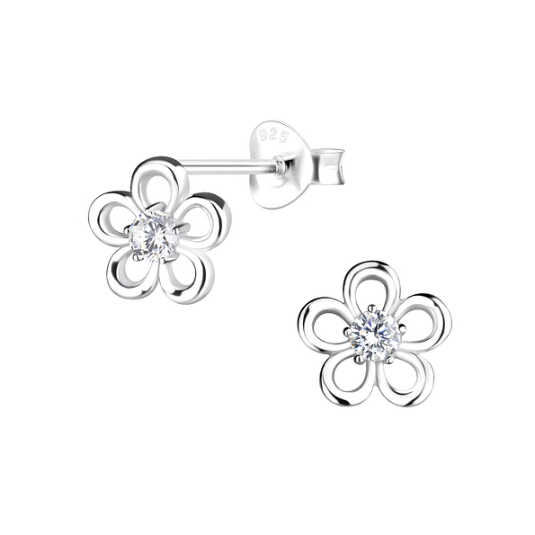 Wholesale Silver Flower Stud Earrings