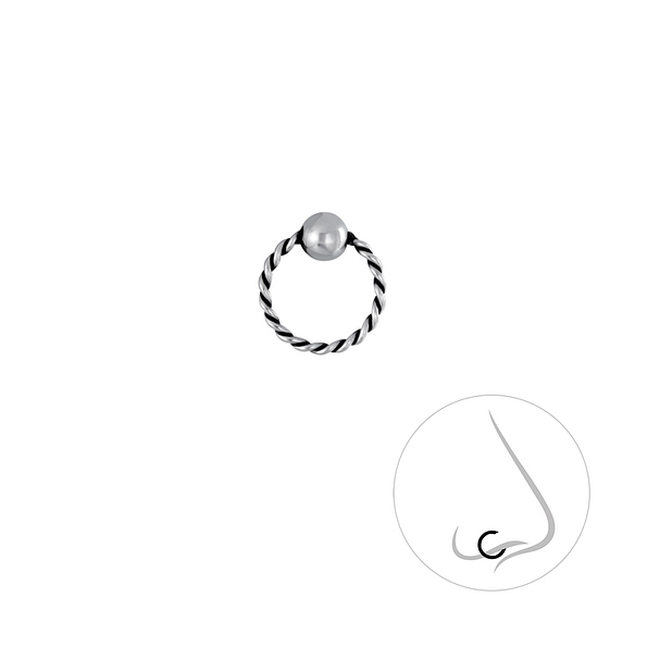 Wholesale 8mm Silver Twisted Ball Closure Ring