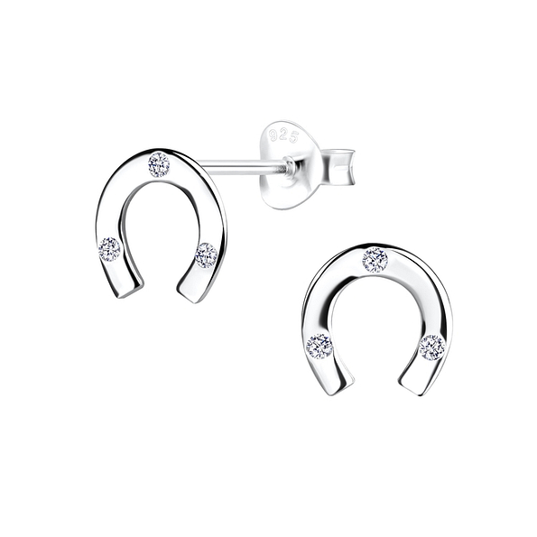 Wholesale Silver Horseshoe Stud Earrings