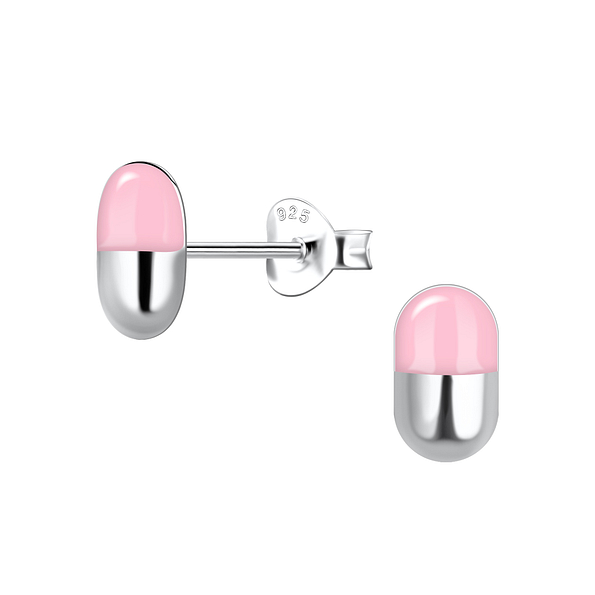 Wholesale Silver Capsule Stud Earrings