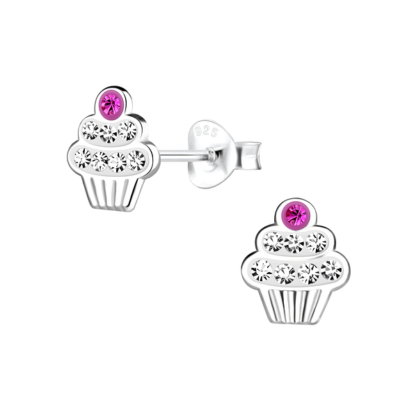 Wholesale Silver Cupcakes Stud Earrings