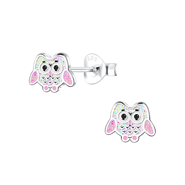 Wholesale Silver Owl Stud Earrings