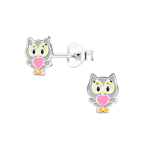 Wholesale Silver Owl Stud Earrings