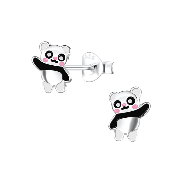 Wholesale Silver Panda Stud Earrings