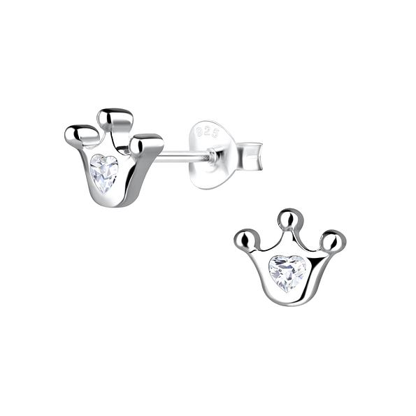 Wholesale Silver Crown Stud Earrings