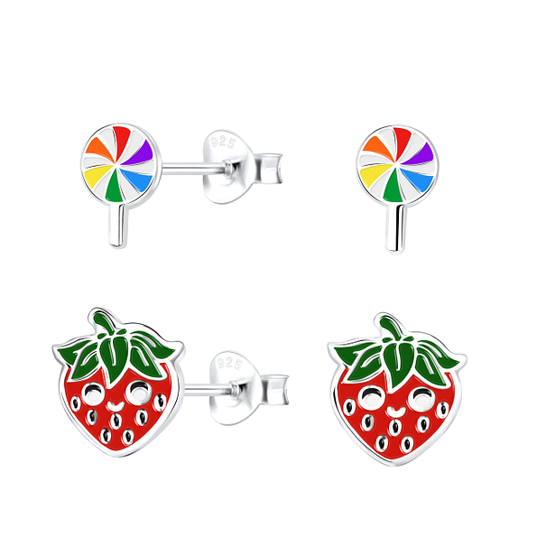 Wholesale Silver Sweets Stud Earrings Set