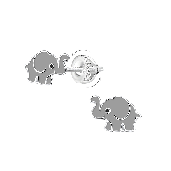 Wholesale Silver Elephant Screw Back Earrings