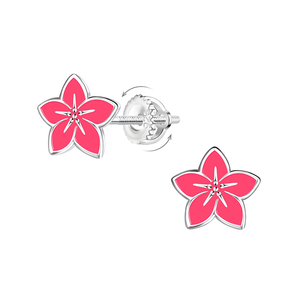 Wholesale Silver Flower Screw Back Earrings