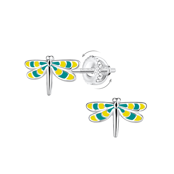 Wholesale Silver Dragonfly Screw Back Earrings