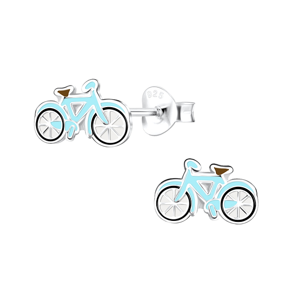 Wholesale Silver Bicycle Stud Earrings