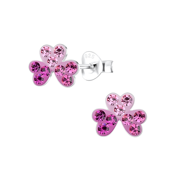 Wholesale Silver Triple Heart Stud Earrings