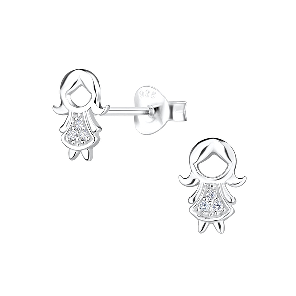 Wholesale Silver Girl Stud Earrings